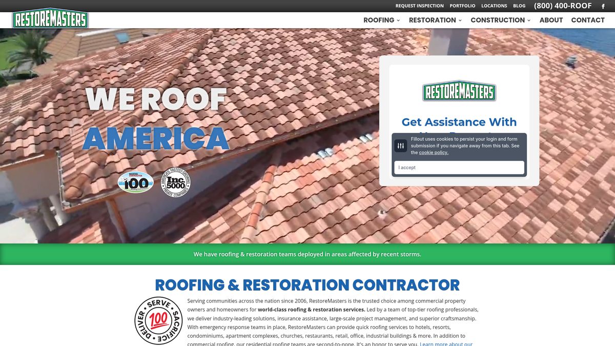 RestoreMasters website homepage
