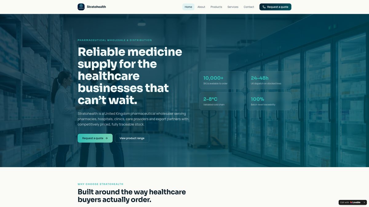 Stratohealth website homepage